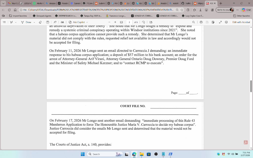 Endorsement mentioning $57 million demand